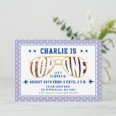 薄紫トップワンファイターパイロットをテーマにした第1誕生日 招待状 (スタンド正面)