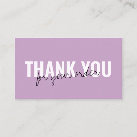 薄紫トレンディーありがとうございます。スナップと共有カスタムロゴ 名刺 (正面)