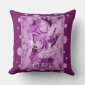薄紫トーンでケルト平和文字で鳩 クッション (正面)