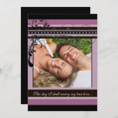 薄紫ドットとスワ結婚ールの写真招待状 招待状 (正面/裏面)