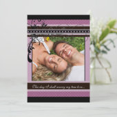 薄紫ドットとスワ結婚ールの写真招待状 招待状 (スタンド正面)