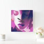 薄紫ドリームウィスパー – セレネ、エテリアール、紫 スクエア壁時計 (ホーム)