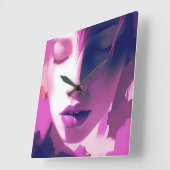 薄紫ドリームウィスパー – セレネ、エテリアール、紫 スクエア壁時計 (傾斜)