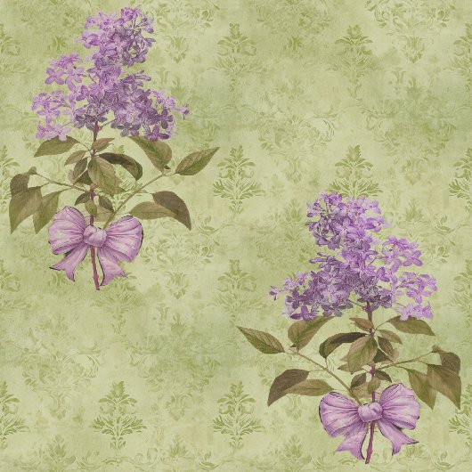 薄紫ドリームズヴィンテージスタイルグリーンアンティークダマスク ラッピングペーパー