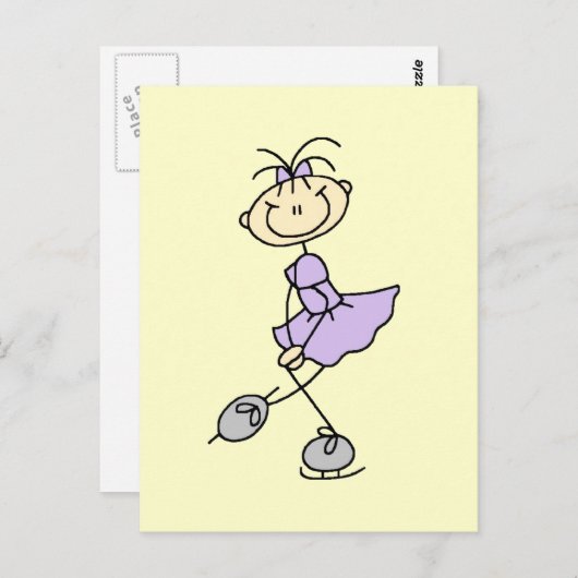 薄紫ドレス姿スケーターTシャツとギフト ポストカード (正面/裏面)