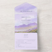 薄紫ナイトスカイマウンテンランドスケープすべて1つ オールインワン招待状 (内側)
