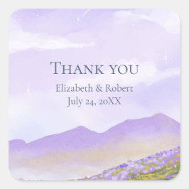 薄紫ナイトスカイ山のフィールド結婚ズサンキュー スクエアシール