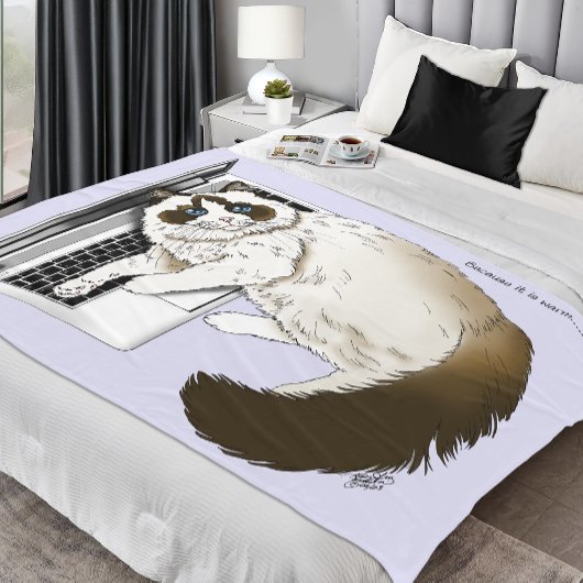 薄紫ノートPC おもしろい Catかわいい フリースブランケット