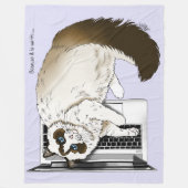 薄紫ノートPC おもしろい Catかわいい フリースブランケット (正面)
