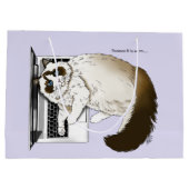 薄紫ノートPC おもしろい Catかわいい ラージペーパーバッグ (裏面)