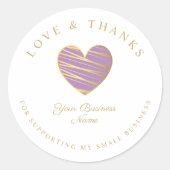 薄紫ハートの愛とサ感謝していポートビジネス ラウンドシール (正面)