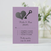 薄紫ハートロックおよび鍵応答カード 出欠カード (スタンド正面)