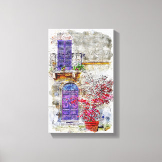 薄紫バイオレットドアガーデンバルコニースケッチ絵画ズ キャンバスプリント
