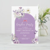 薄紫バタフライファースト誕生日ガーデンパーティー 招待状 (スタンド正面)