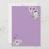 薄紫バタフライファースト誕生日ガーデンパーティー 招待状 (裏面)