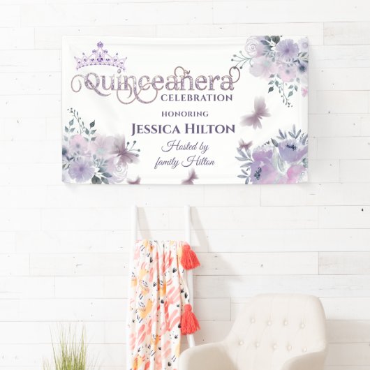 薄紫バタフライフローラガーデンティアラキンセアニェライン 横断幕 (インサイチュ)