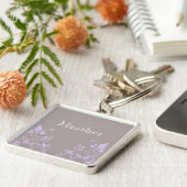 薄紫バタフライフローラプレミアムキーチェーン キーホルダー (側面)