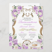 薄紫バラウエスタンチャロ女性のカーボーイキンセアニラ 招待状 (正面/裏面)