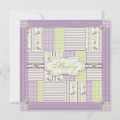 薄紫バラキルトカードスクエア 招待状 (正面)