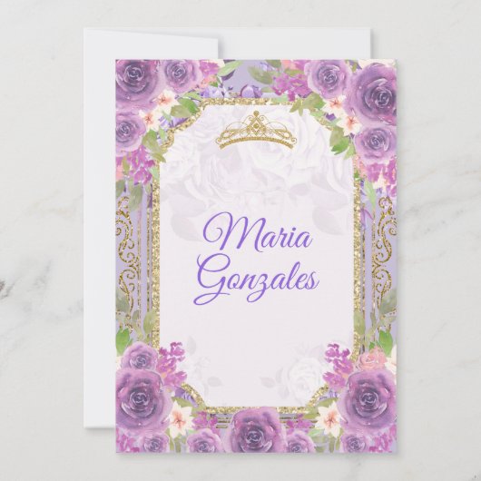 薄紫バラメキシコガール15th誕生日1招待状 招待状 (裏面)