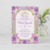 薄紫バラメキシコ15番目の誕生日招待状1 招待状 (スタンド正面)