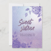薄紫バラロマンチックグリッタードレススウィート16 招待状 (裏面)