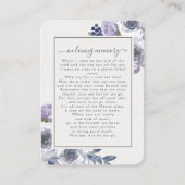 薄紫バラ写真葬儀記念詩カード 名刺 (正面)