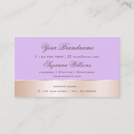 薄紫バラ金ゴールドデカールとかわいい花ロゴ 名刺 (裏面)