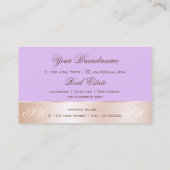 薄紫バラ金ゴールドデコールかわいい花とイニシャル 名刺 (裏面)