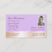 薄紫バラ金ゴールドデコールゴージャスな花と写真 名刺 (裏面)