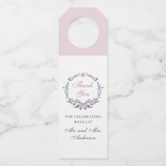 薄紫バラ。ガーデン結婚フローラ感謝していのあなた ボトルネックタグ (正面)