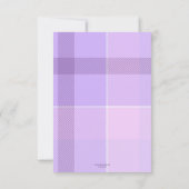 薄紫パステルプレイドベビー写真サンキューカード サンキューカード (裏面)