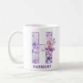 薄紫パーソナライズされたフェアリーモノグラムH コーヒーマグカップ (左)