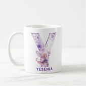 薄紫パーソナライズされたフェアリーMonogram Y コーヒーマグカップ (左)