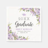 薄紫パーソナライズされたフローラ卒業党 スタンダードカクテルナプキン (正面)