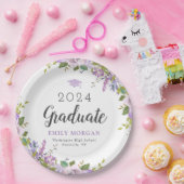 薄紫パーソナライズされたフローラ卒業党 ペーパープレート (パーティー)