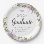 薄紫パーソナライズされたフローラ卒業党 ペーパープレート (正面)