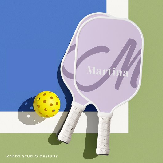 薄紫パーソナライズされたモノグラムイニシャル ピックルボールラケット