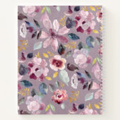 薄紫パーソナライズされた花柄 ノートブック (裏面)