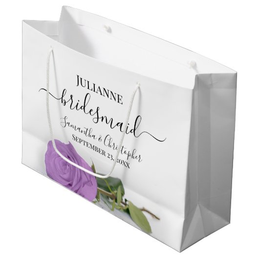 薄紫パープエレガントルバラポーズブリデスメイド結婚ズ ラージペーパーバッグ (正面アングル)