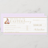 薄紫パープルイースターチェックギフト券カード 招待状 (正面/裏面)