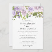 薄紫パープルウォーター色フローラ結婚式招待状 招待状 (正面)