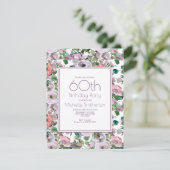 薄紫パープルウォーター色フローラ60誕生日 招待状 (スタンド正面)