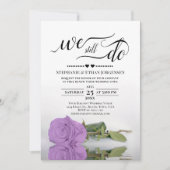 薄紫パープルエレガントバラ我々はまだ誓いの更新を行う 招待状 (正面)