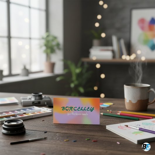 薄紫パープルカラフルネオンブライトイはっきりしたンブル 名刺