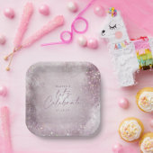 薄紫パープルグリッターエレガントなバースデーパーティーの装飾 ペーパープレート (パーティー)