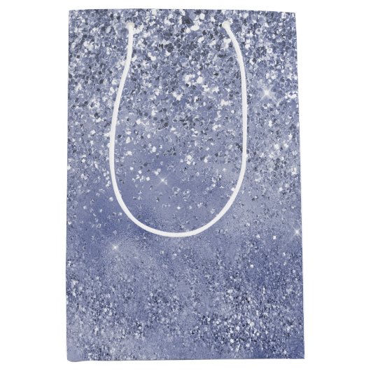 薄紫パープルグリッターグリッツスパークルグラム ミディアムペーパーバッグ (正面)