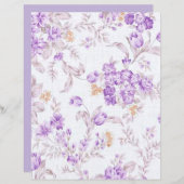 薄紫パープルグレーパステルフローラスクラップブック紙 (正面/裏面)
