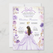 薄紫パープルコケットボウプリンセスキンセアニェラ 招待状 (正面)