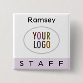 薄紫パープルスタッフスクエアネームバッジボタンロゴ 缶バッジ (正面)